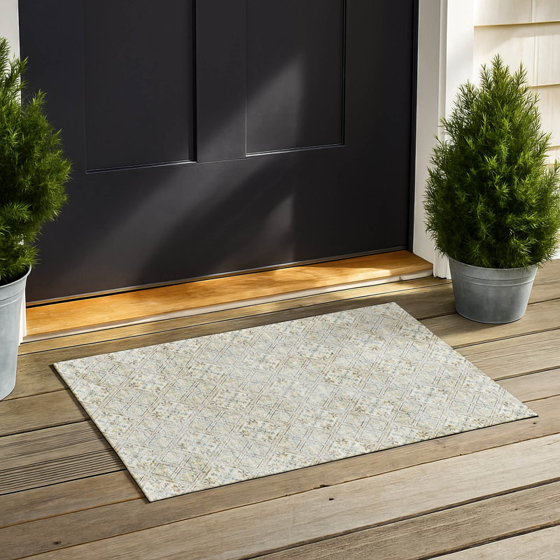 Machine Washable Indoor/Outdoor Chantille ACN2692 Casual Rug, 1'8" x 2'6", Ivory