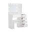 Coiffeuse, ensemble de coiffeuse avec miroir et lumière, beaucoup de rangement pour coiffeuse, 3 modes d'éclairage avec luminosité réglable, blanc avec tabouret