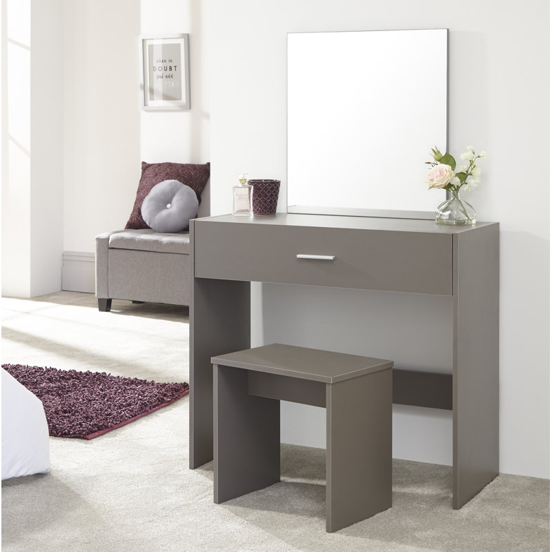 Buckland Dressing Table with Mirror, Grey