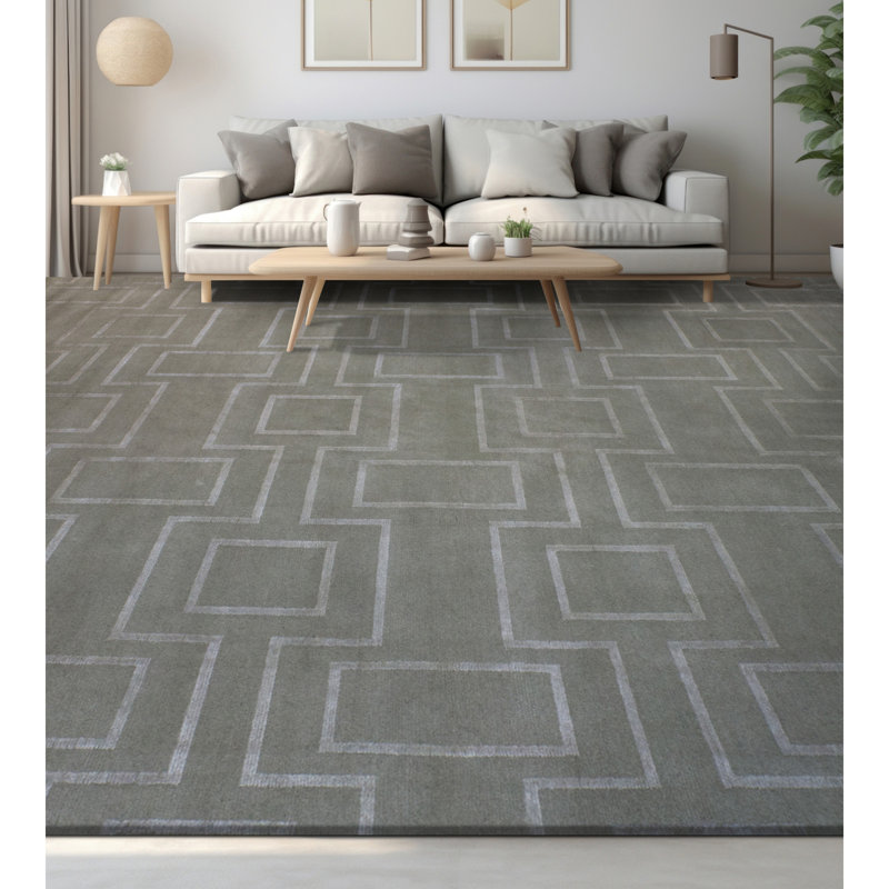 Hand Knotted Area Rug in Downy, Rectangle 6' x 9'