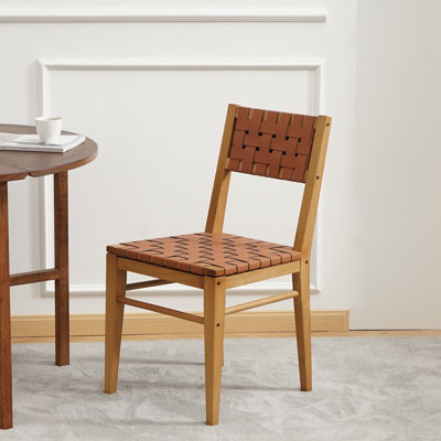 Chaise d'appoint à dossier bas en bois massif brun clair Kosak