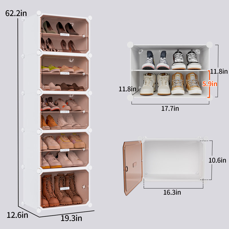Shoe Rack,Expandable Multi-Functional Shoe Cabinet with Door, 10 Tier