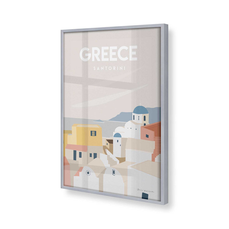 «Santorini Serenity», Cadre en chrome poli, H 25,25 po x l 19,25 po
