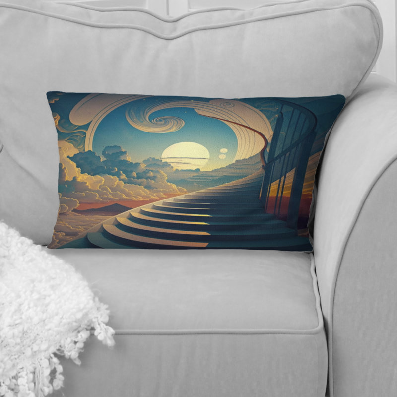 Stairs To Heaven I - Religious Landscape Printed Throw Pillow
