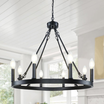 Lustre de style campagnard à 8 lumières Moumna
