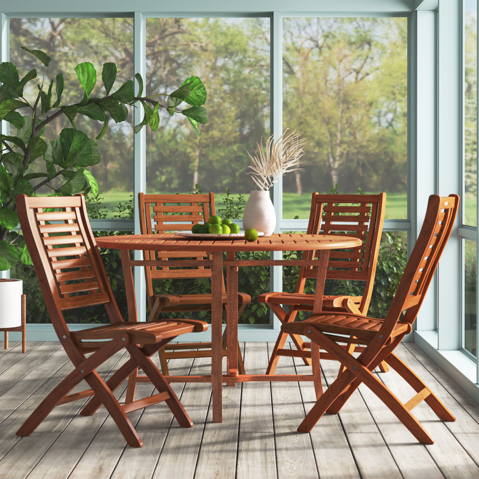 Kinsler Eucalyptus Patio Dining Set, 48"