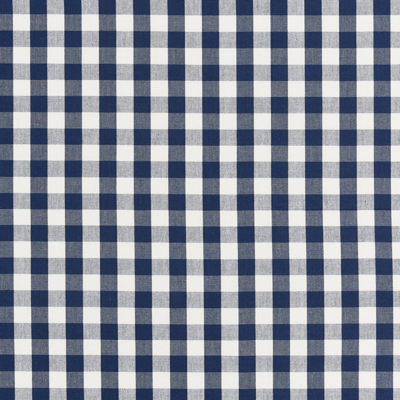 Elton Cotton Check Fabric, Navy
