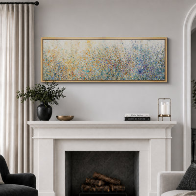 Soft Pastel Meadow Abstract Floral Landscape Living Room Wall Decor Extra Large Pictures Framed Canvas Print Wall Art