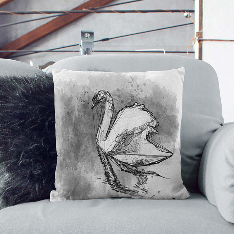 Swan Cushion with Filling, 55cm H x 55cm W x 20cm D