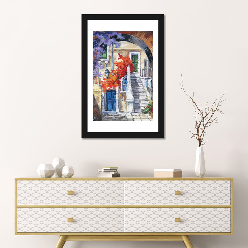 «Nelle Vie», reproduction sur toile, Papier d'art encadré noir, Blanc, H 32 po x l 24 po x P 1 po