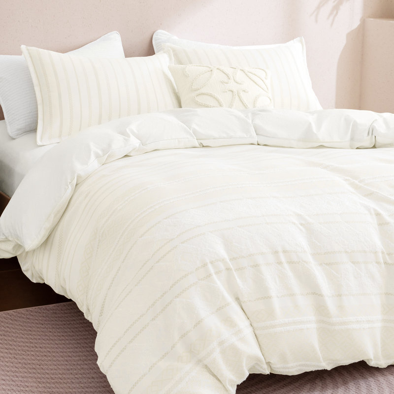 Ensemble de housse de couette Sleep Zone Diamond Grid Flower Craft, Housse de couette très grand et 2 taies, Rayures grises 2