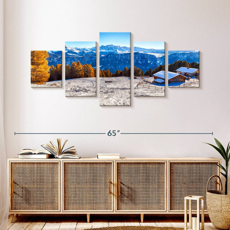 Chalet en bois en hiver, H 24 po x l 55 po