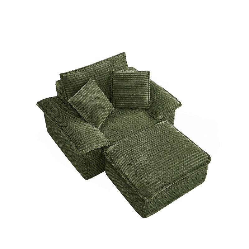 Ensemble de canapé-lit surdimensionné de 47 po et demi avec siège profond et repose-pieds mobile à 2 couches, canapé-lit Cloud avec méridienne, canapé-lit modulaire 1 place