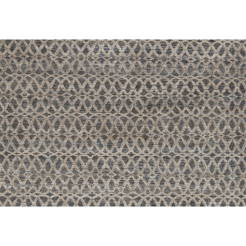 Hand Woven Silk and Wool Geometric Area Rug