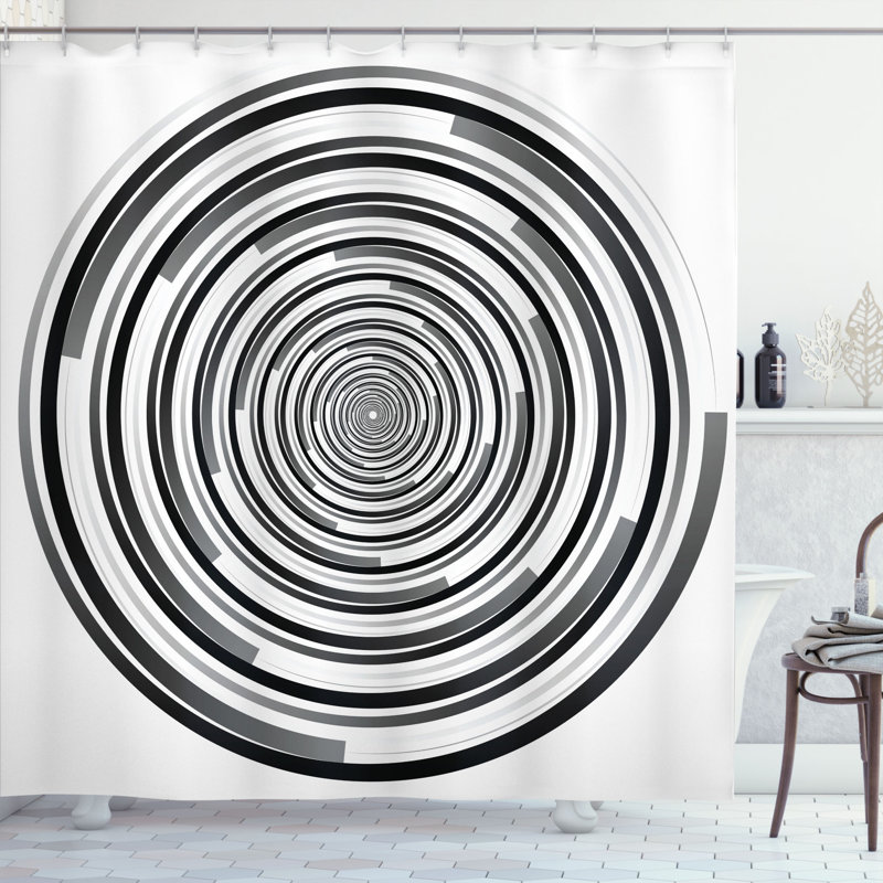 Bima Geometric Shower Curtain with Hooks Included, 69" W x 70" L
