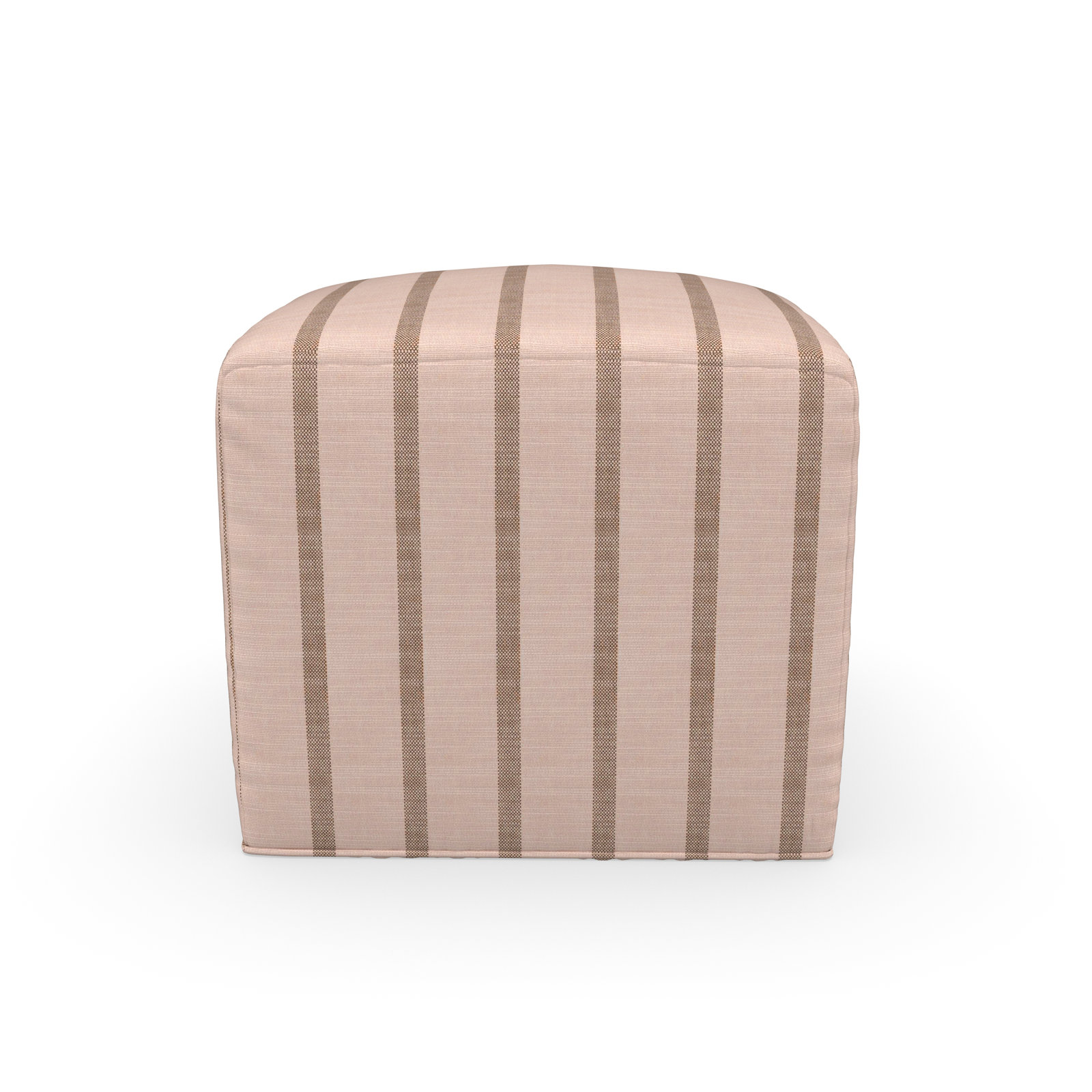 Praia Sunbrella® Outdoor Ottoman, 18" H x 18" W x 18" D, Unwind Cameo Striped Sunbrella®