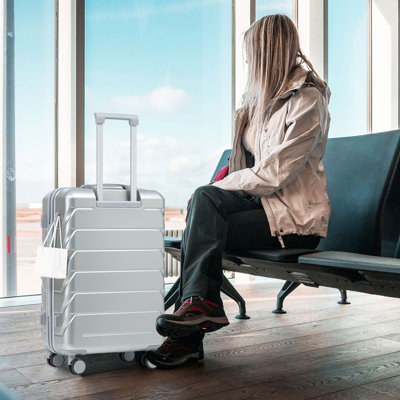 Durable ABS Spinner Wheel Luggage Set with Combination Lock, Matching Colors for Family Travel