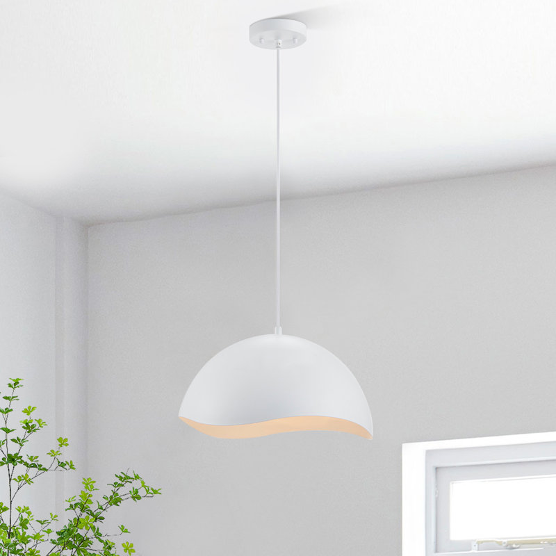 1 - Light Dome Pendant Unique Metal Single Modern Pendant Light White, White