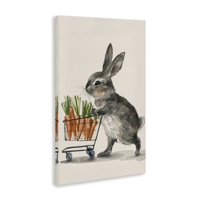 Bunny with Carrots Canvas Wall Art by Petals Prints Design