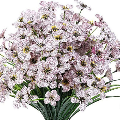 12 pièces de fleurs artificielles sans décoloration, plantes de faux jardin, décoration de boîte de fenêtre de jardin, jardin extérieur intérieur, décoration de printemps et d'été
