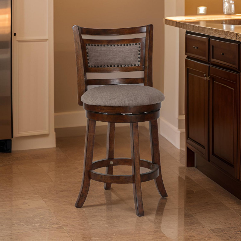 Tabouret pivotant Kopasz, Brun, Tabouret de comptoir (siège d’une hauteur de 24