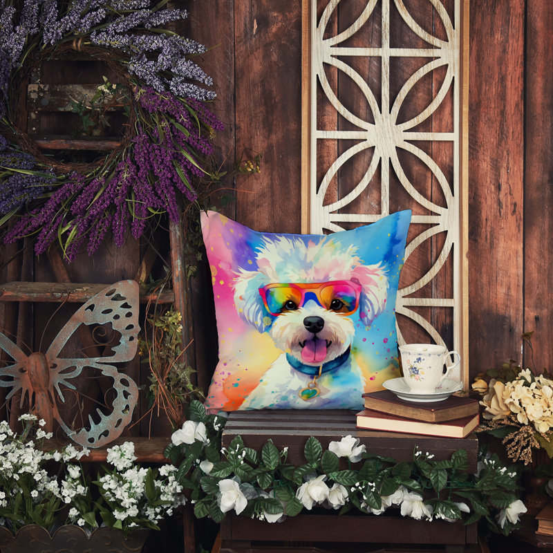 Coussin décoratif en tissu Bichon Frise Hippie Dawg