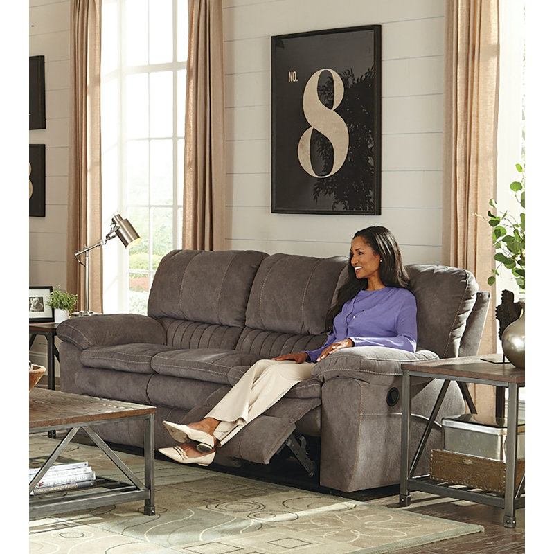 Reyes 90.5" Pillow Top Arm Reclining Sofa, Power, Gray