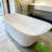 63" Freestanding Soaking Solid Surface Bathtub in White