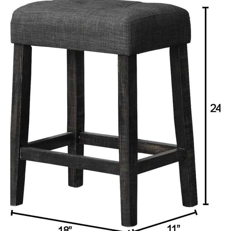 Table de salle à manger 3 pièces pour comptoir - table en bois massif avec prises électriques et ports, sièges, noir anthracite, look rustique et transitionnel, table de 60 pouces, sièges 2, rectangulaire, style design, 2
