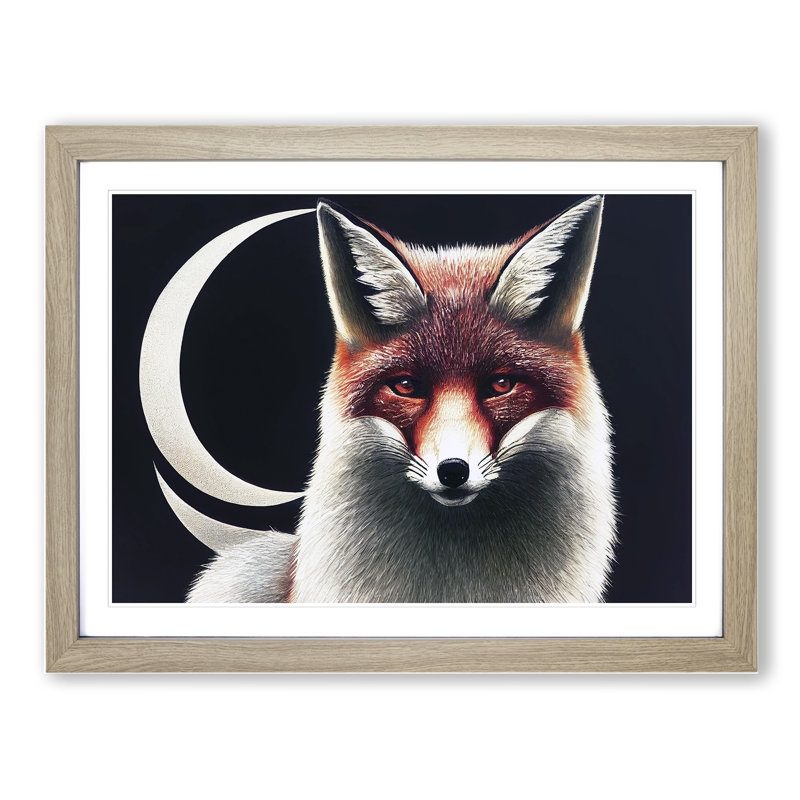 Victorious Fox - Framed Print, 25cm H x 34cm W x 2cm D, Oak