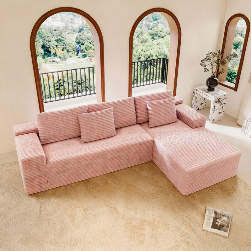 Siège de canapé modulaire 104,3 x 68,9 po, canapé rembourré compressé, combinaison libre 2 pièces, tissu en velours côtelé moelleux