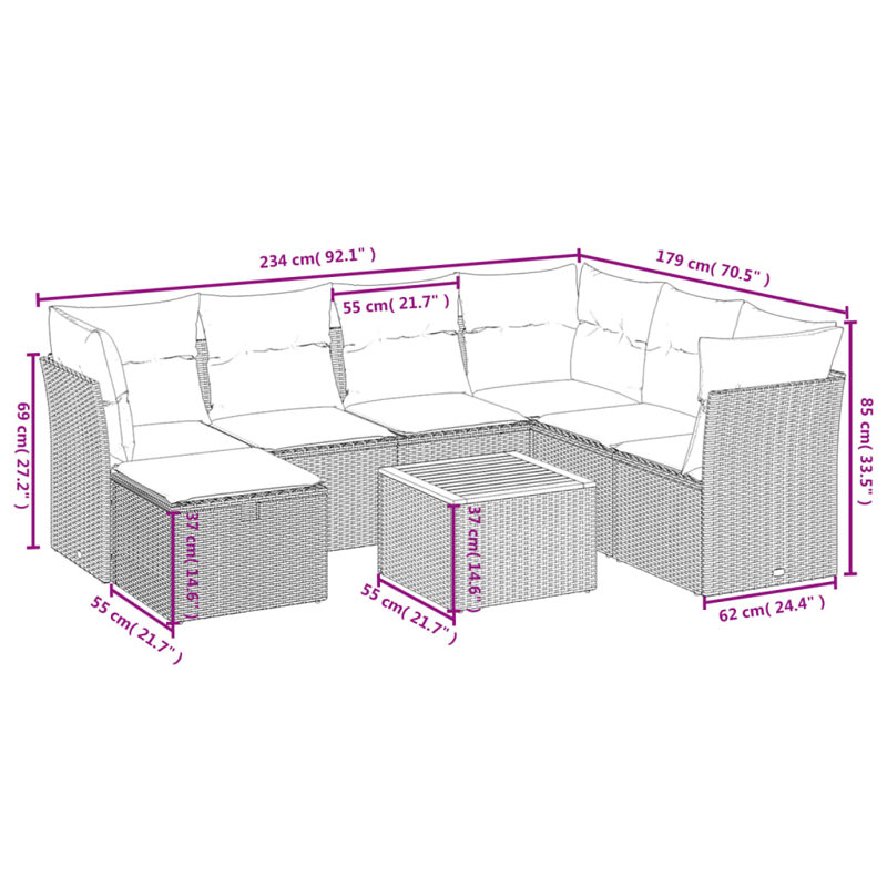Ensemble de canapé de jardin Vidaxl