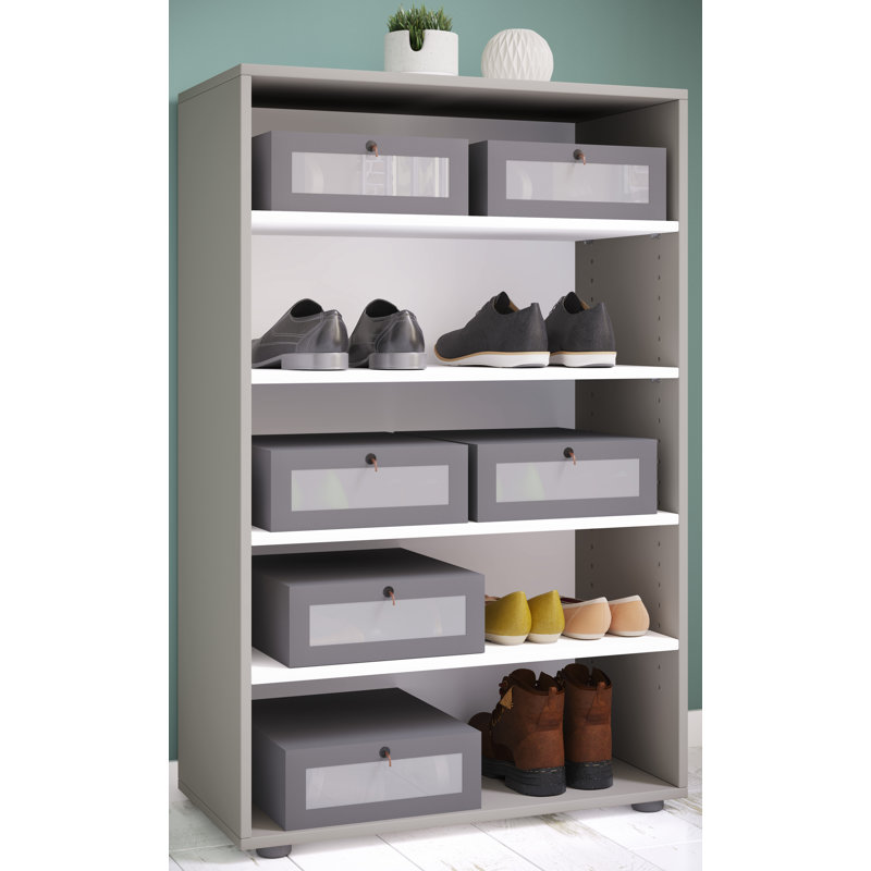 Lona 10 Pair Shoe Rack, Grey/Brown/Blue