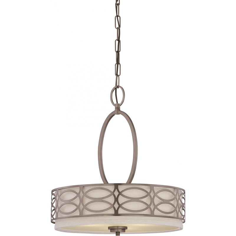 Luminaire suspendu cylindrique unique à 3 lumières Washington Mews, Bronze noisette, Kaki