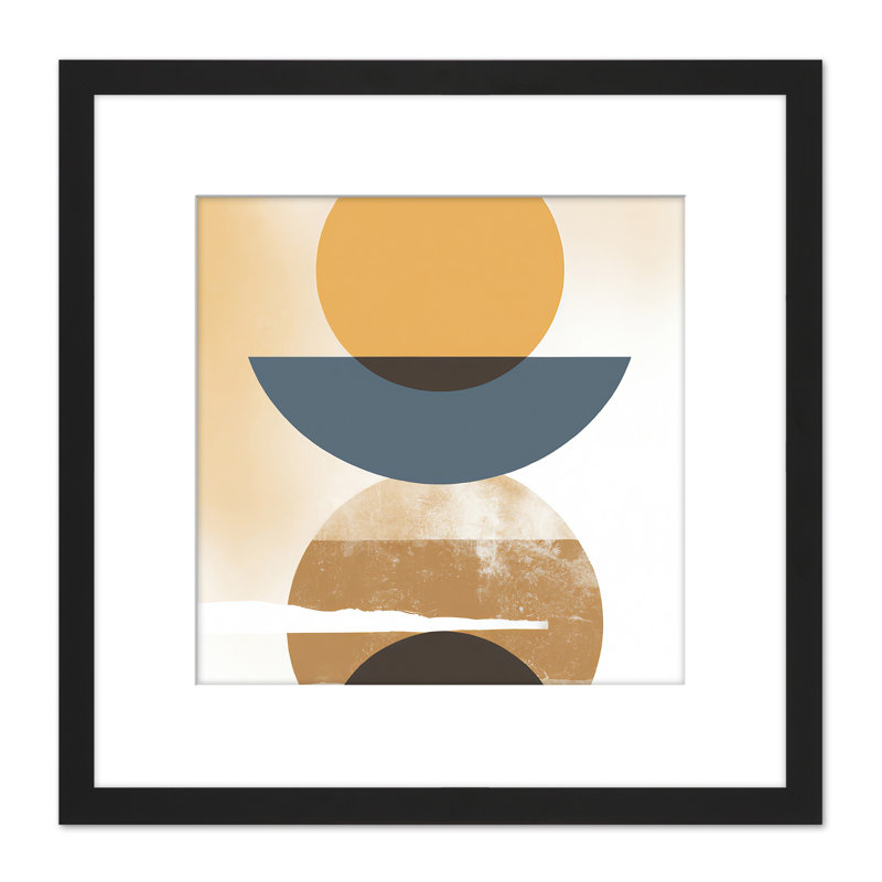 Sun Moon Eclipse Simple Boho Ochre Grey - Single Picture Frame Print
