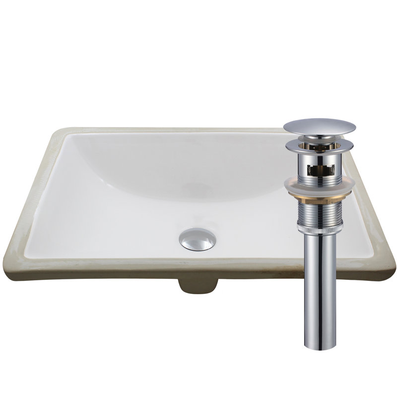 Novatto 20.25'' Porcelain Rectangular Bathroom Sink with Overflow, Chrome