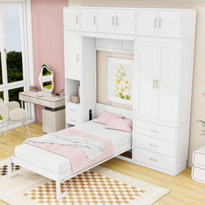 Murphy Bed with Wardrobes, Lockers and Drawers by Hokku Designs