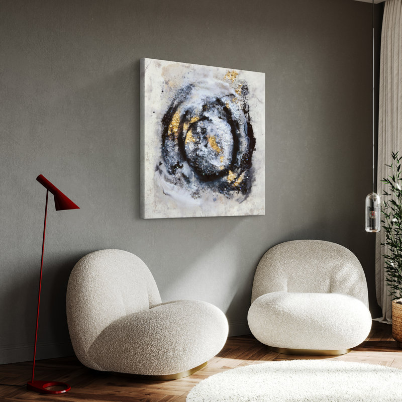 "Cosmic Swirl II", art mural abstrait sur toile avec de lourds éclats de cristal en acrylique