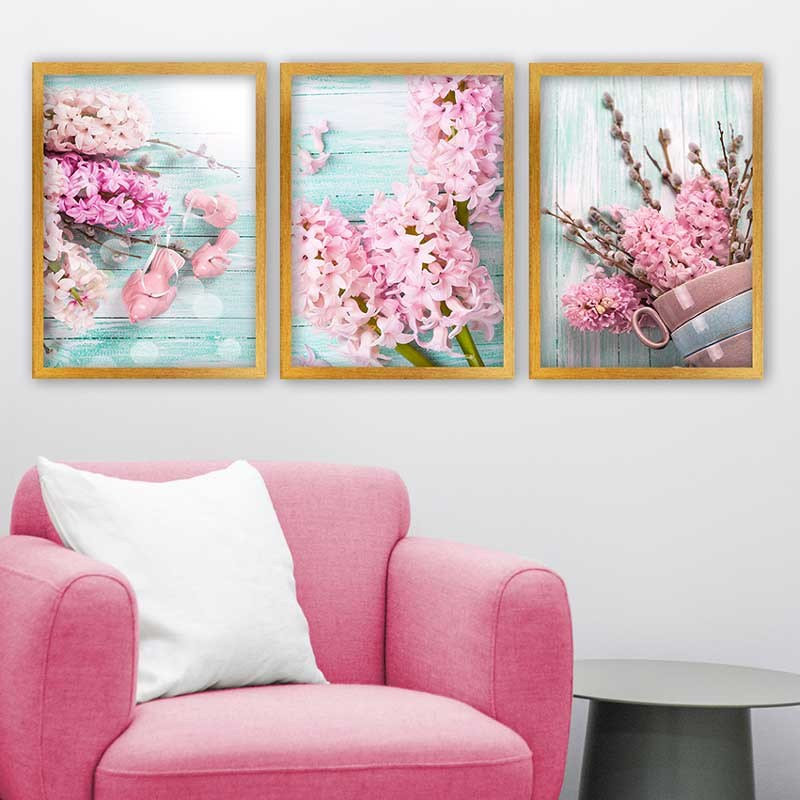 Superbe ensemble de peintures décoratives encadrées (3 pièces) de 21,7 po x 29,5 po chacune | Cadre 100% bois avec polystyrène de 0,8 pouce | Impression numérique UV | Parfait pour la décoration murale de salon, de bureau et de galerie