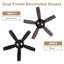 Ventilateur de plafond industriel de 46 pouces avec ventilateurs de plafond noirs modernes et larges, moteur à courant continu, 6 vitesses-1009967006