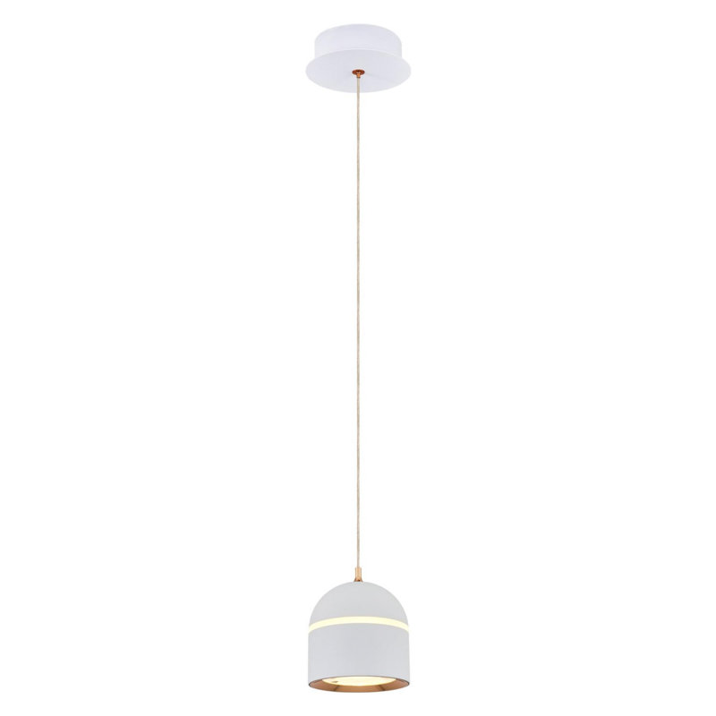 Cassen Stylish Modern Chandelier, Metal Body with Opal Glass Cap, Assembled | 1 x 12W Integral LED, 3000K, 1200 Lm, IP20 | Elegant White, Perfect for Dining Room & Entryway Lighting