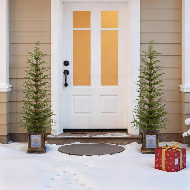 Arbres de Noël artificiels 4 pi 4 pièces, assemblage facile, support en pot
