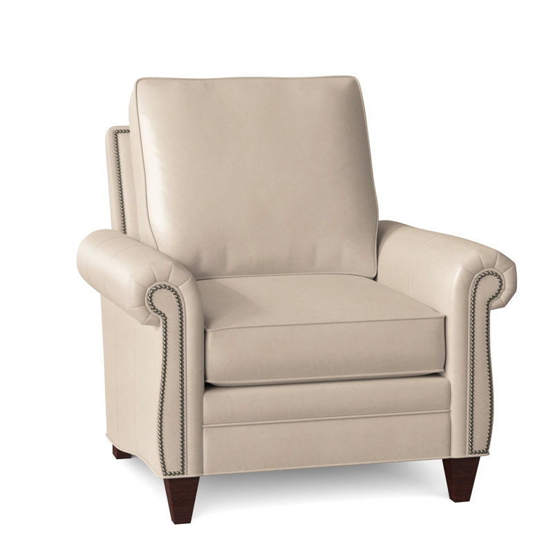 Reddish Armchair, Gunmetal, Mahogany, Aline Light Gray Stonewash Genuine Leather