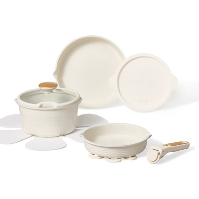 Ensemble de 10 casseroles et poêles antiadhésives avec poignée amovible CAROTE