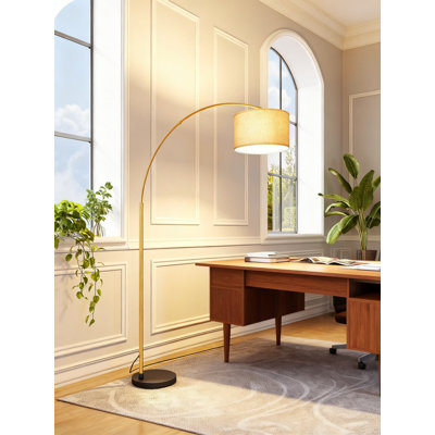 78.3" Arched Floor Lamp With Remote, Mid-Century Modern Dimmable Led Reading Light For Living Room, Home Office, And Dining Room