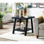Table d'appoint contemporaine noire avec tablette - Placage en bois dur pour une touche d'élégance - Plateau et rangement