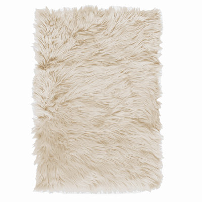 Diller Light Brown Faux Sheepskin Fur Machine Washable Shag Fluffy Area Rug