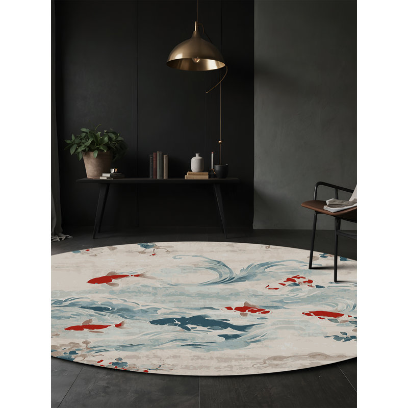 Tapis gris soyeux et moelleux, Rond 4 pi