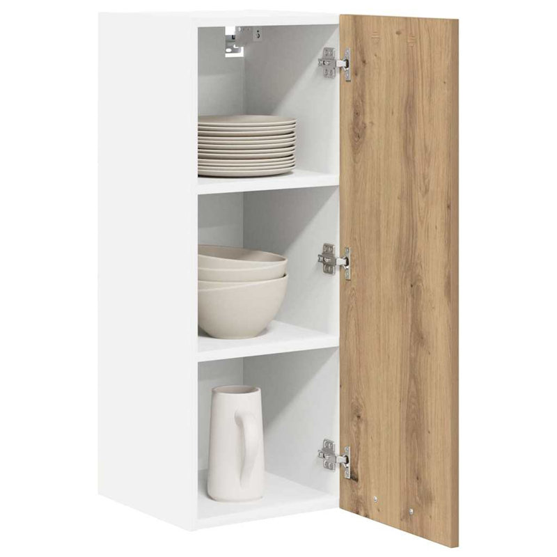 Vidaxl Hanging Cabinet With Storage Riga Artisan Oak 60 X 31 X 80 Cm, 80cm H x 30cm W x 31cm D, Artisan Oak/White