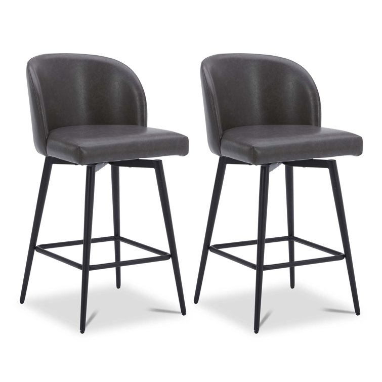 Benedit Swivel Counter & Bar Stool (Set of 2) - Gray, Counter Stool (27" Seat Height)